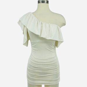 bebe One Shoulder Ruffle Top